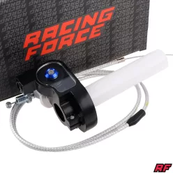   Gázmarkolat + ezüst bowden, RACING FORCE, univerzális, fekete