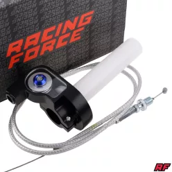   Gázmarkolat + ezüst bowden, RACING FORCE, univerzális, ezüst