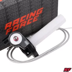   Gázmarkolat + ezüst bowden, RACING FORCE, univerzális, V2, ezüst