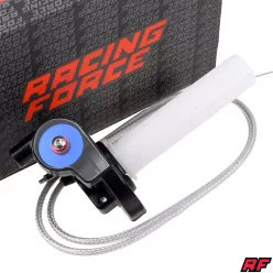   Gázmarkolat + ezüst bowden, RACING FORCE, univerzális, V2, kék