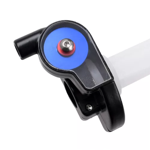Gázmarkolat + ezüst bowden, RACING FORCE, univerzális, V2, kék