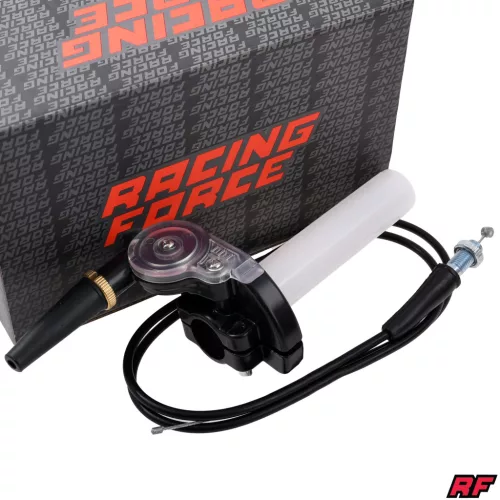 Gázmarkolat + fekete bowden, RACING FORCE, univerzális, átlátszó