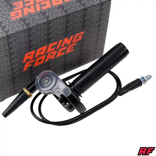 Gázmarkolat + fekete bowden, RACING FORCE, univerzális, átlátszó