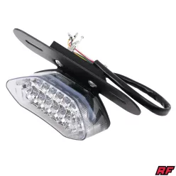   Hátsó lámpa, univerzális, LED, fehér, irányjelzővel, rendszámtábla tartóval RACING FORCE