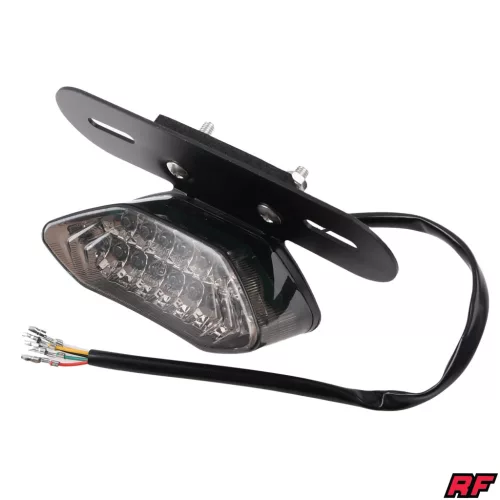 Hátsó lámpa, univerzális, LED, füstszínű, irányjelzővel, rendszámtábla tartóval RACING FORCE