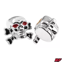 Szelepfedél anya, RACING FORCE SKULL V1, ezüst, 2db