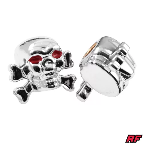 Szelepfedél anya, RACING FORCE SKULL V1, ezüst, 2db
