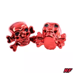 Szelepfedél anya, RACING FORCE SKULL V1, piros, 2db