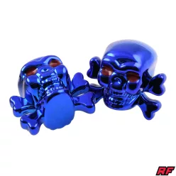 Szelepfedél anya, RACING FORCE SKULL V1, kék, 2db