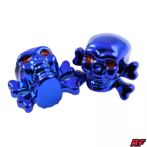 Szelepfedél anya, RACING FORCE SKULL V1, kék, 2db