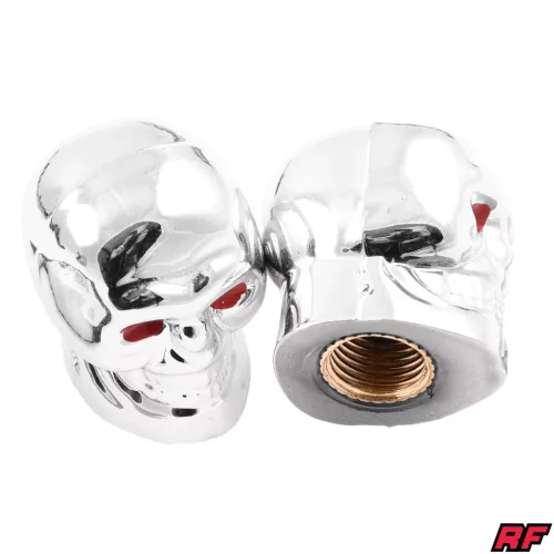 Szelepfedél anya, RACING FORCE SKULL V2, ezüst, 2db
