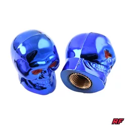 Szelepfedél anya, RACING FORCE SKULL V2, kék, 2db
