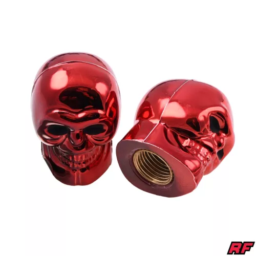 Szelepfedél anya, RACING FORCE SKULL V2, piros, 2db