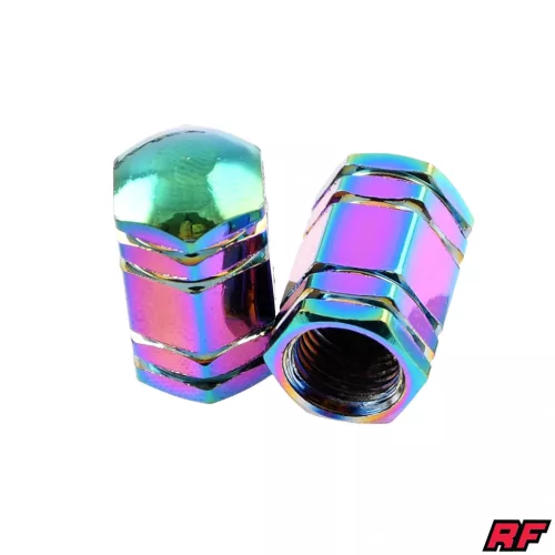 Szelepfedél anya, RACING FORCE, HEXAGON V1, szivárvány, 2db