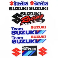   Motorkerékpár matricakészlet, közepes, 18x26 cm, Suzuki Racing, Team Suzuki