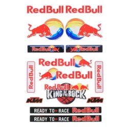   Motorkerékpár matricakészlet, nagy, 24x32 cm, Red Bull, Ready to Race