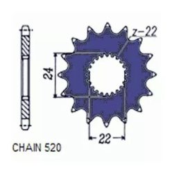   Szekunder hajtás első lánckerék, SUNSTAR 14T, APRILIA, RS 125