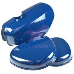   Üzemanyagtartály (tank)+Oldaldekni (légszűrőházfedél) + Oldaldekni, bal, sötétkék készlet, 2021 verzió, SIMSON