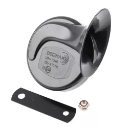   Duda, 12V, alacsony hangú, fekete, bal, DECIMAX BY SEGER, E24 homologizáció
