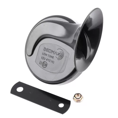 Duda, 12V, alacsony hangú, fekete, bal, DECIMAX BY SEGER, E24 homologizáció