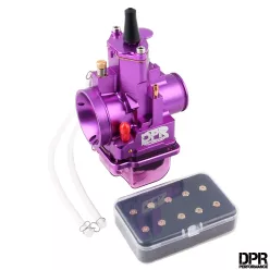   Karburátor, 28MM, DPR PERFORMANCE, PWK CNC, lila + fúvóka beállító készlet