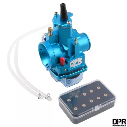 Karburátor, DPR PERFORMANCE, 24mm, PWK, CNC, piros + fúvóka beállító készlet