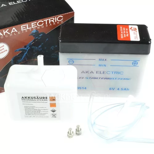 Akkumulátor, AKA ELECTRIC, 6N4,5-1D (124X50X105), 6V, 4,5Ah