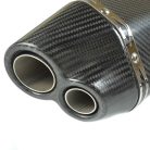 Kipufogó végdob, AKRAPOVIC, DOUBLE replika, közepes, fekete, karbon készlet