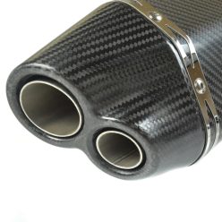   Kipufogó végdob, AKRAPOVIC, DOUBLE replika, közepes, fekete, karbon készlet