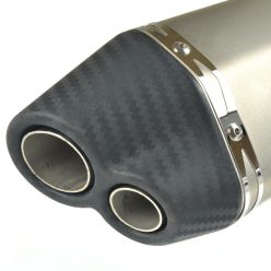   Kipufogó végdob, AKRAPOVIC, DOUBLE replika, közepes, ezüst készlet