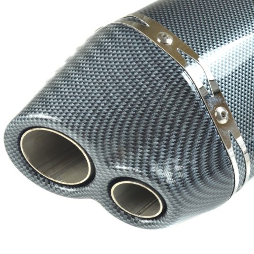 Kipufogó végdob, AKRAPOVIC, replika X-típus, ezüst / karbon készlet