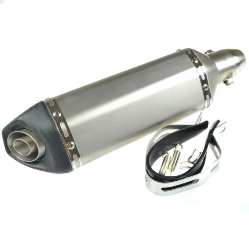 Kipufogó végdob, AKRAPOVIC, replika X-típus, ezüst / fekete készlet