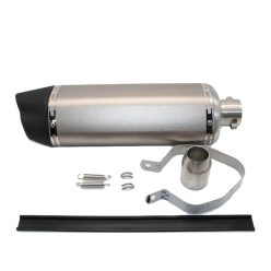   Kipufogó végdob, AKRAPOVIC, DOUBLE REPLIKA, hosszú, ezüst / fekete készlet