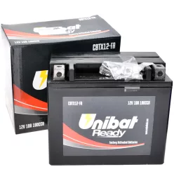   Akkumulátor, UNIBAT, CBTX12-FA / YTX12-FA / ETX12-FA, (150X87X130), 12V, 10Ah, AGM READY