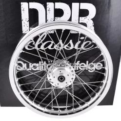   Kerék, ezüst kerékagy+inox küllők, SIMSON S51, 2,15x16, ALU, DPR CLASSIC