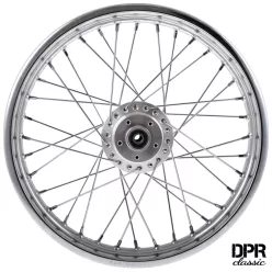   Kerék, króm, ezüst kerékagy+inox küllők, SIMSON S51, 1,85x16, DPR CLASSIC