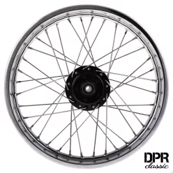   Kerék, króm, fekete kerékagy+inox küllők, SIMSON S51, 1,85x16, DPR CLASSIC