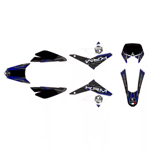 Matricák, KRM PRO RIDE, fekete-kék, DERBI DRD X-TREME / GILERA SM 2011-2017 készlet