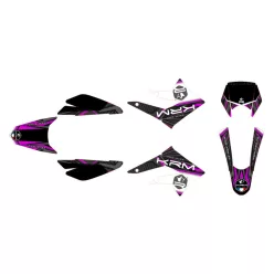   Matricák, KRM PRO RIDE, fekete-lila, DERBI DRD X-TREME / GILERA SM 2011-2017 készlet